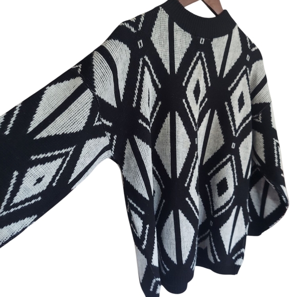 Vintage 90's American Pride Geometric Diamond Pattern Over-Size Crewneck USA - Picture 2 of 7